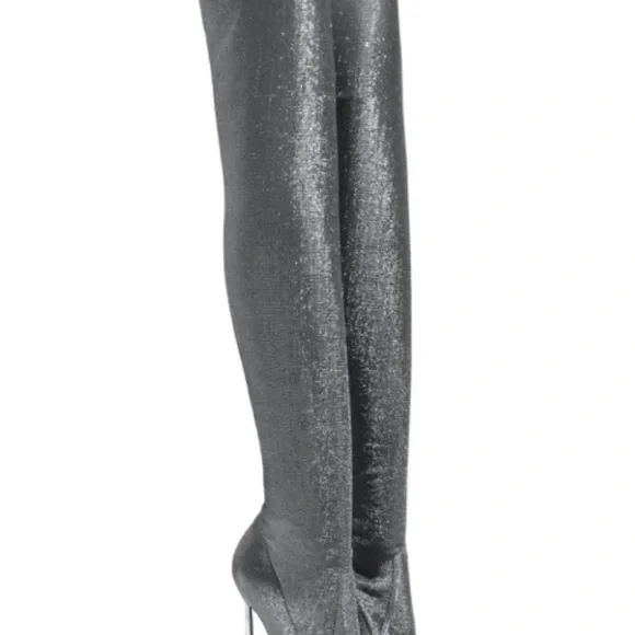 CASADEI Blade over the knee boot in shimmery silver Over the Knee Boots